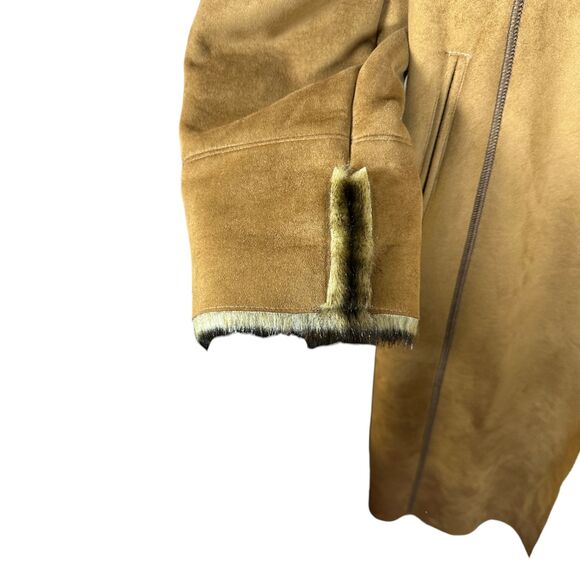 Pamela McCoy Collections Faux Suede Faux Fur Long Line Jacket Women's Medium - Picture 6 of 6